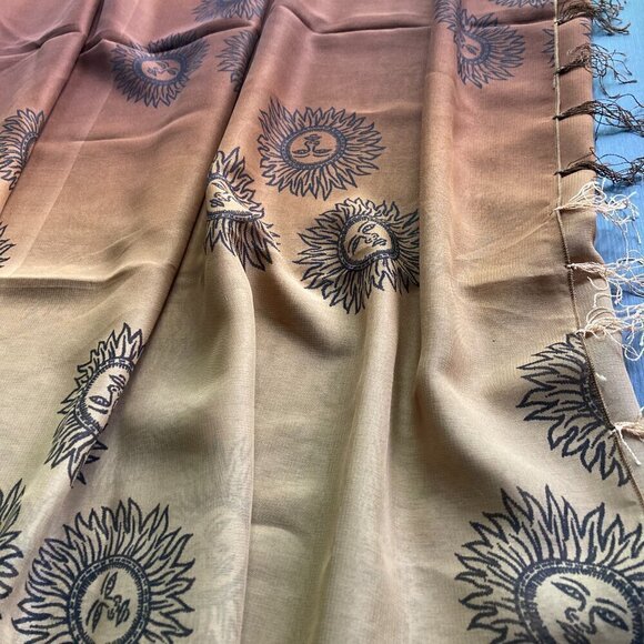 Sun print solar shall/scarf brown /beige - Picture 2 of 7